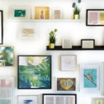 living room gallery wall with shelves